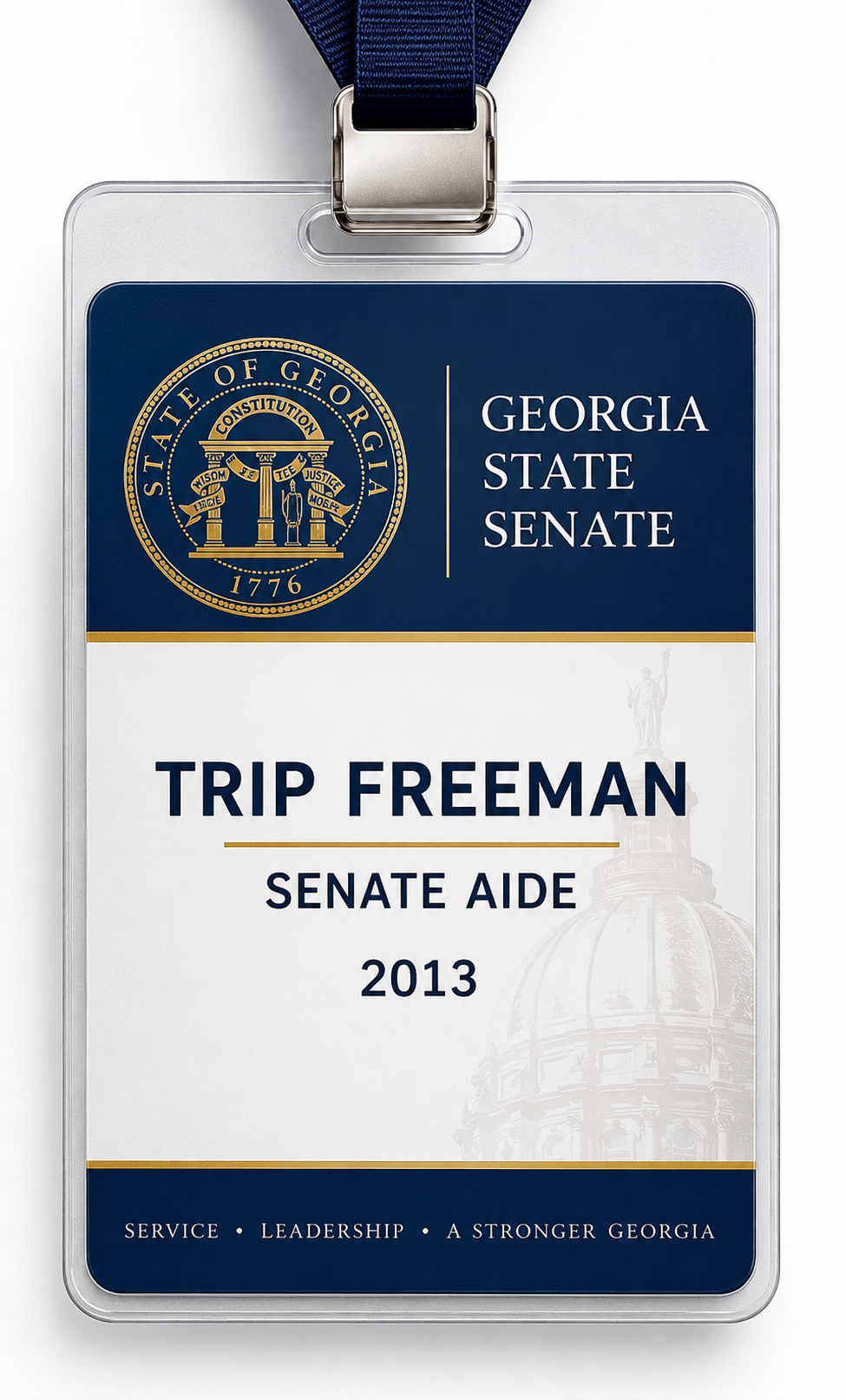 Georgia State Senate aide badge for Trip Freeman, 2013